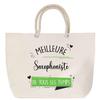 Beach Bag - PLANETEE - Saxophonist - Large Size - Rope Handle - Cotton Made In France