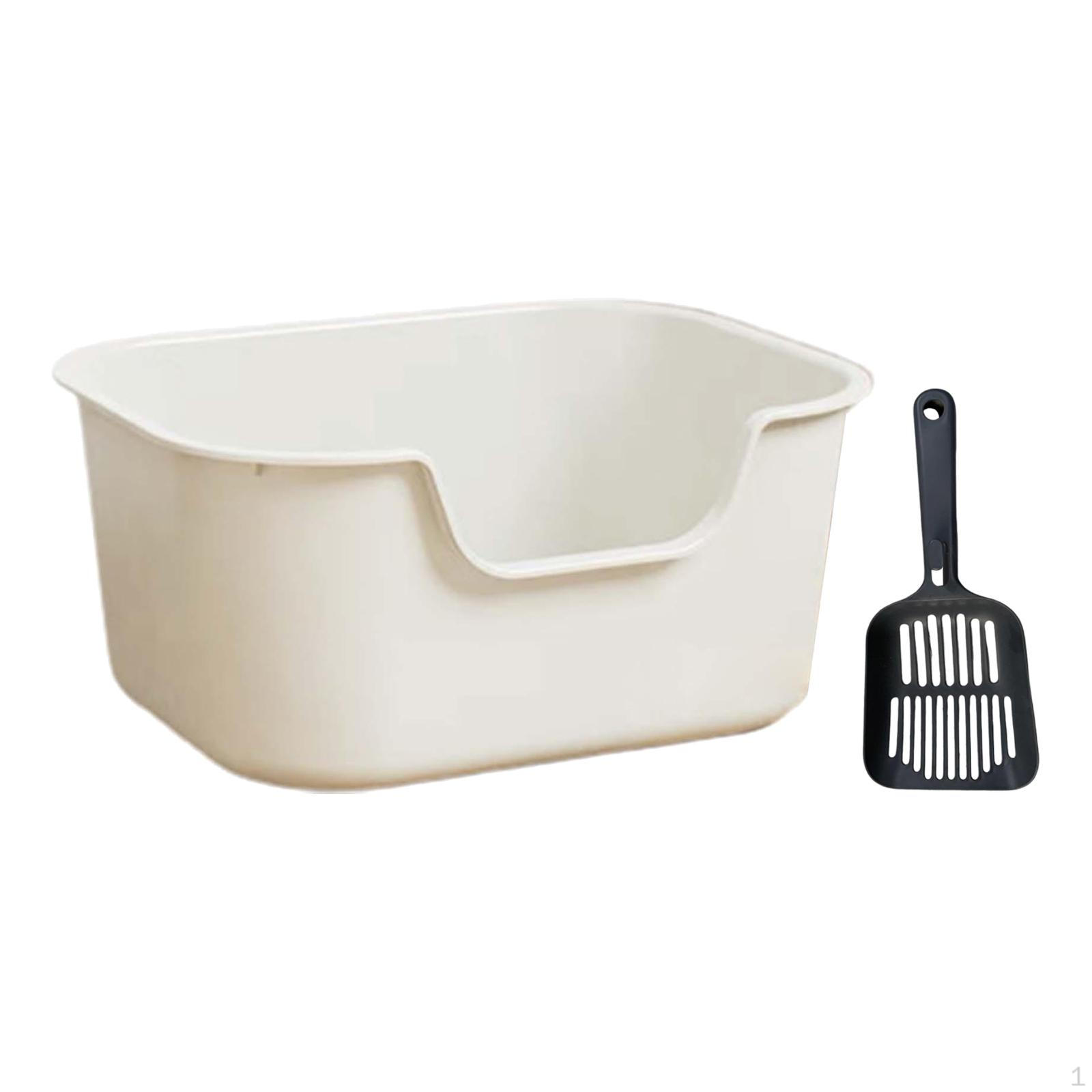 

Лоток для котячого туалету з відкритим дизайном і піднятими краями, внутрішній контейнер, ящик для піску білий