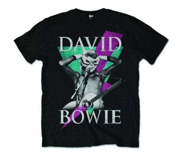 Summer David Bowie Mens Tshirt - A retro men s rock-themed short-sleeved T-shirt by David Bowie. S