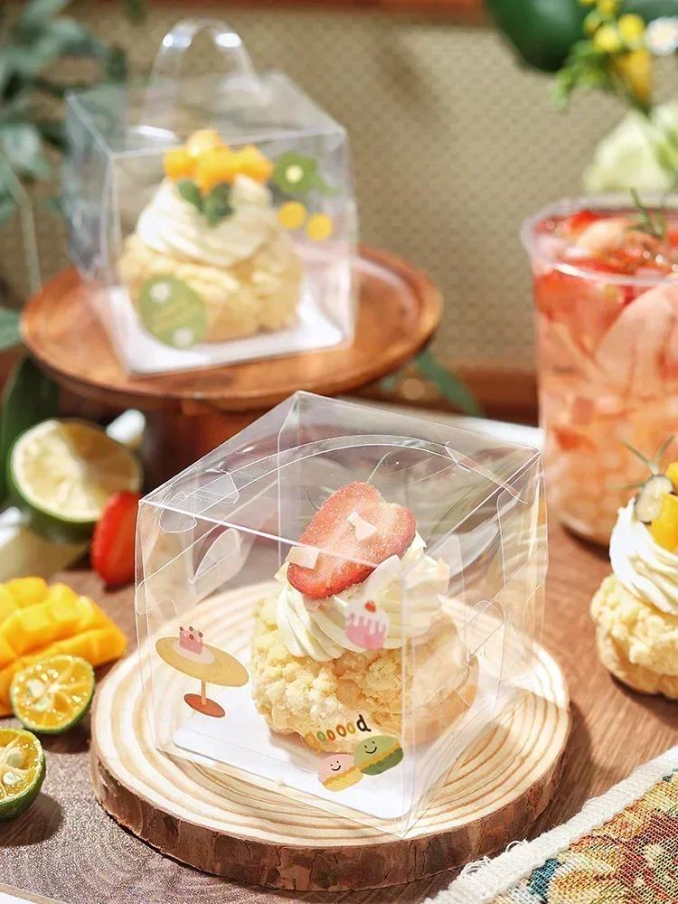 20piece Mini Birthday Cake Box 3 Inch Pastry Portable Boxs Square Fully Transparent Plastic Portable Packaging For Desserts