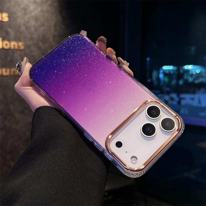 Popular Gradient Glitter Transparent Case For iPhone 17 Air 16/E 15 14 Plus 13 12 11 Pro Max Soft TPU Shockproof Anti-Fall Cover