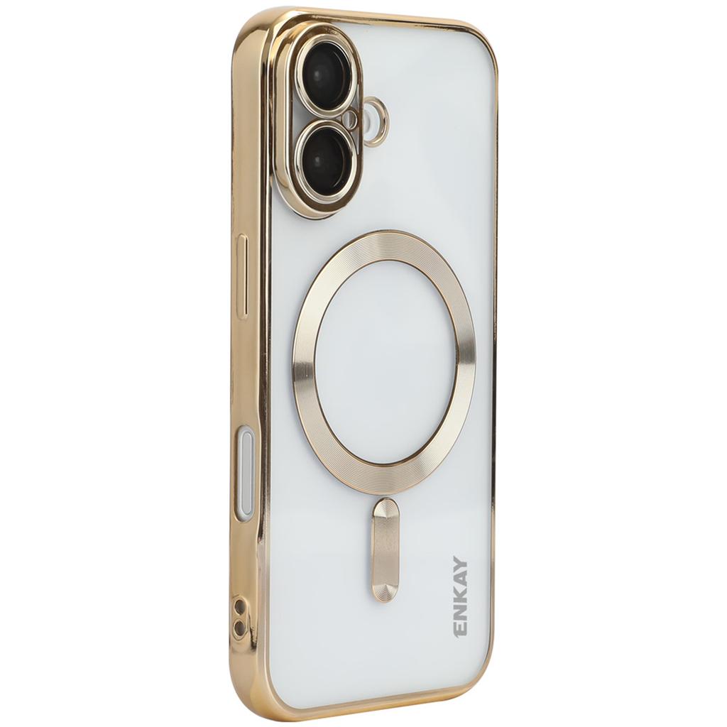 ENKAY HAT PRINCE For iPhone 16 Magnetic Clear Case Shockproof TPU Phone Cover with Lens Film