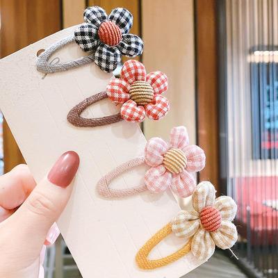 Clips de Păr cu Fundă din Lână Coreeană pentru Copii - Accesoriu Drăguț cu Floare BB pentru Păr Lateral