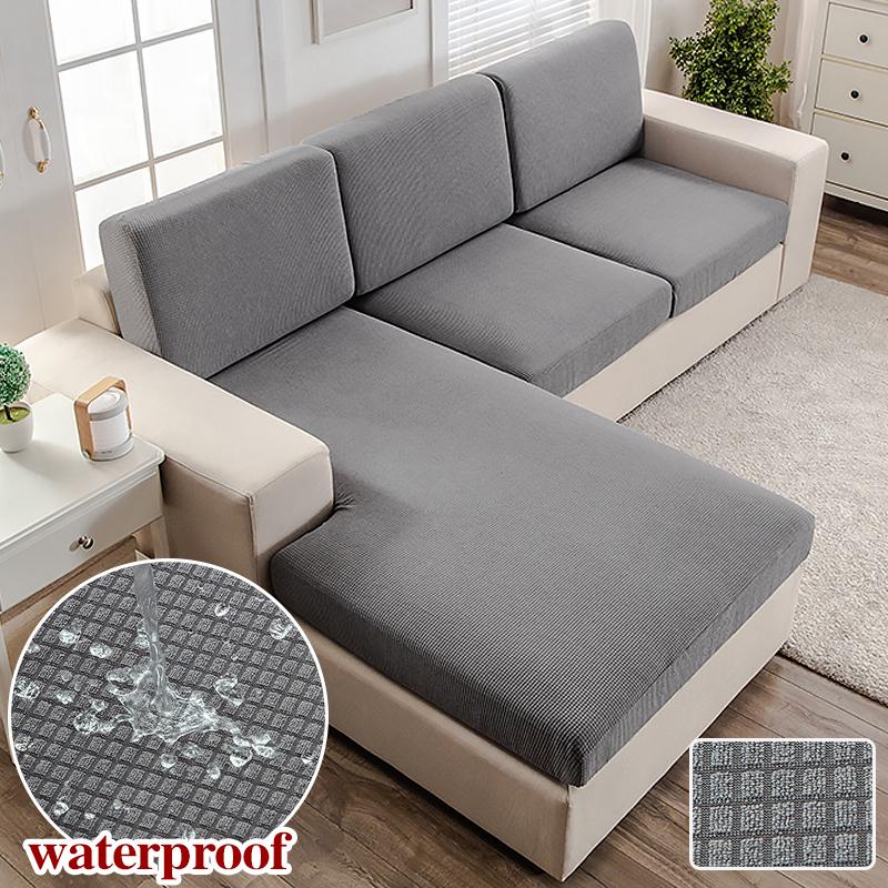 Waterproof Jacquard Sofa Cover For Living Room Kid Pets Solid Color Sofa Slipcover Couch Cover Seat Cushion Washable Removable
