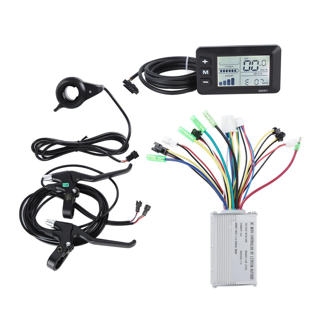 Electric Bike Conversion Kit DC 36V 48V Controller Display Brake Handle Thumb Throttle Electric Bike Controller Kit