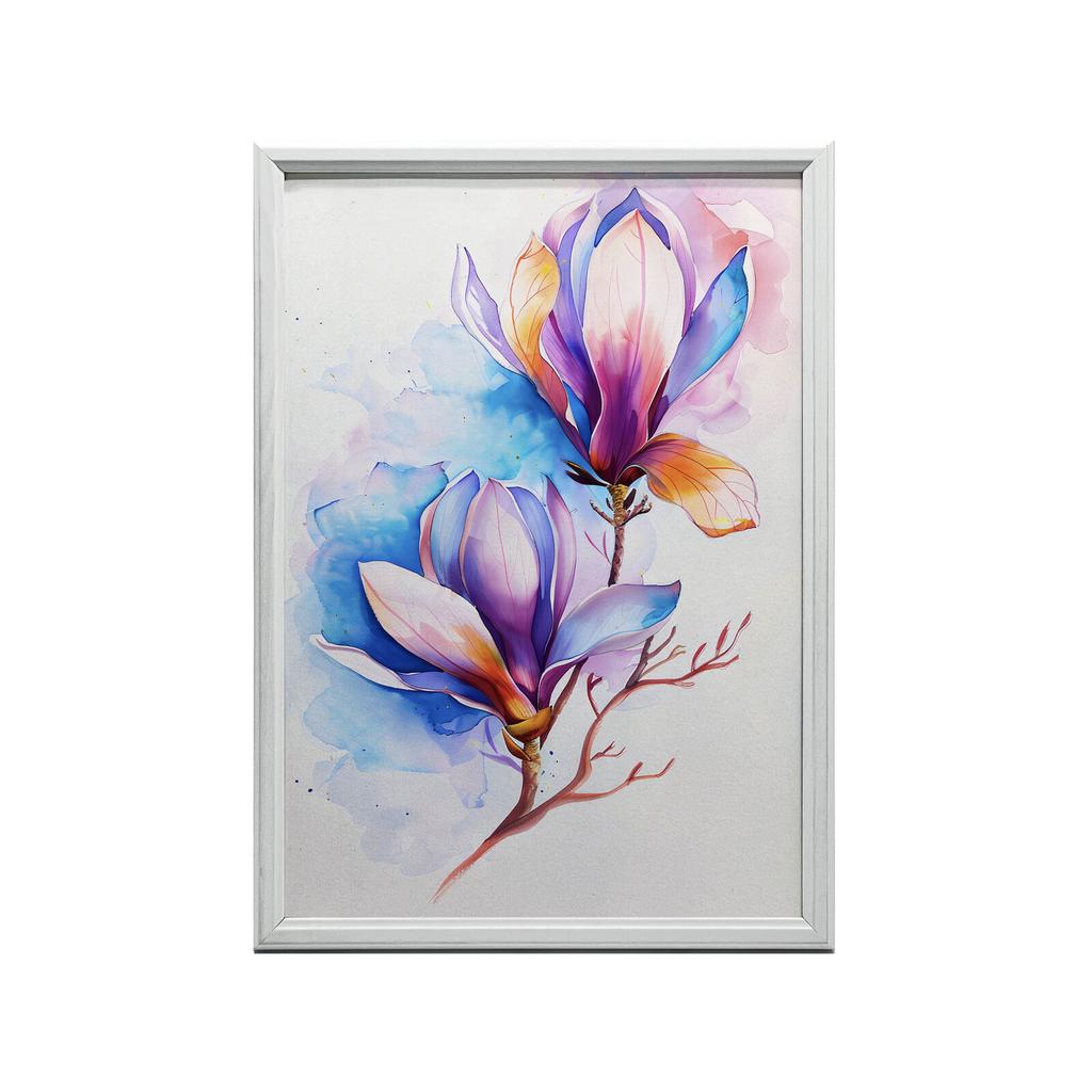 Eksplozja Kolorów Magnolii Eksplozja Kolorów Magnolii, 40X50 Cm, Rama Aluminiowa Złota, Papier Matowy 230 Gsm