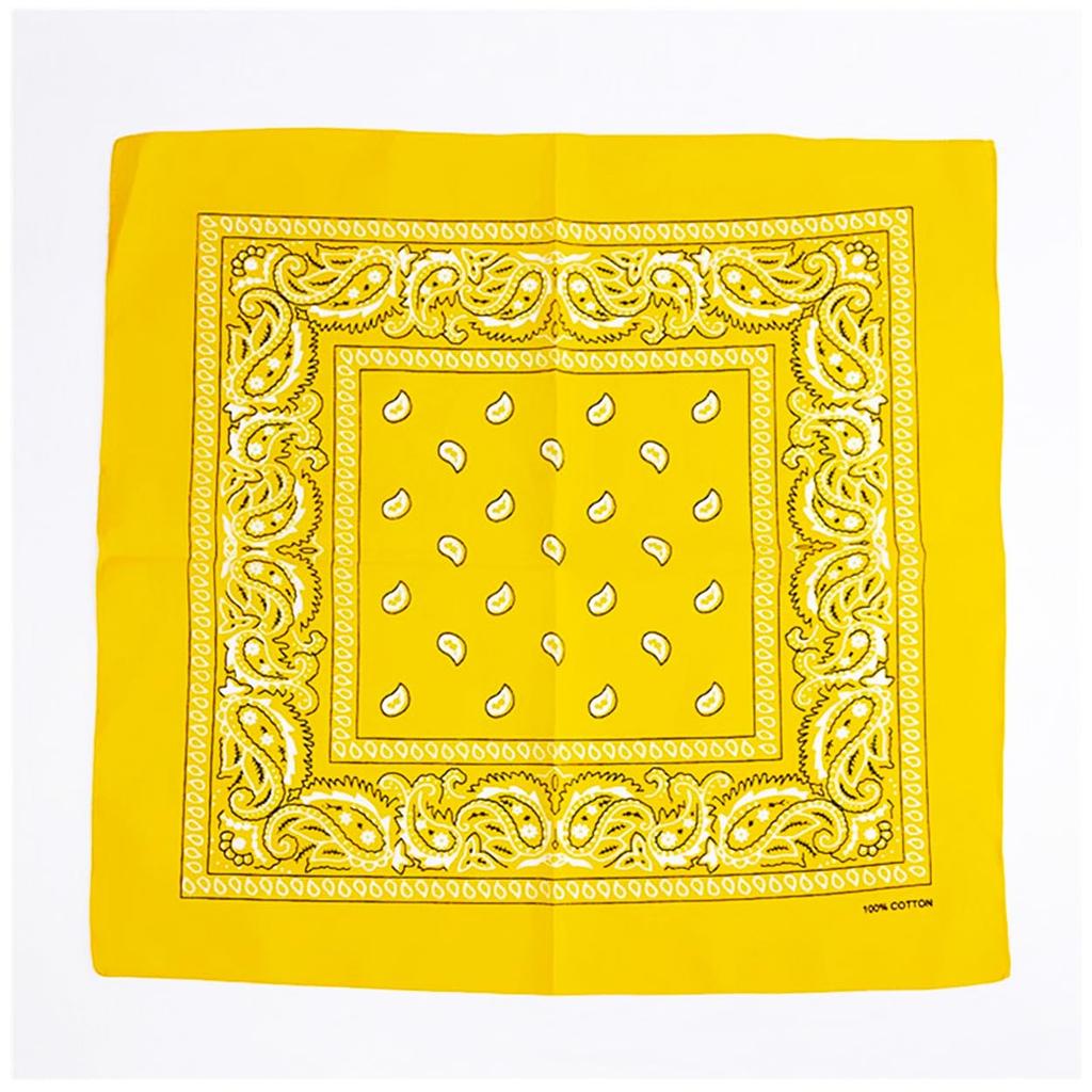 kakatrend bandana yellow paisley 100% cotton adult bandana handkerchief cotton bandana unisex durag large 55cm x 55cm