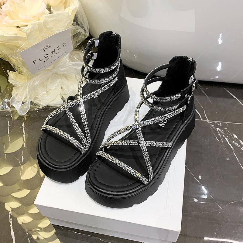 

Fashion Roman sandals summer new fashion casual versatile platform French women s beach shoes super fire muffin shoes 35