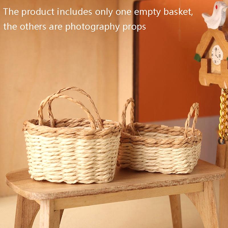1:12 Dollhouse Miniature Storage Basket Vegetable Food Woven Frame Kitchen Decor