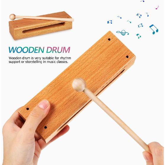 Toyvian 2 Sets of Beech Wood and Clapper Tubes with Mallets, Compact Percussion Instruments for Music Classes and Storytelling