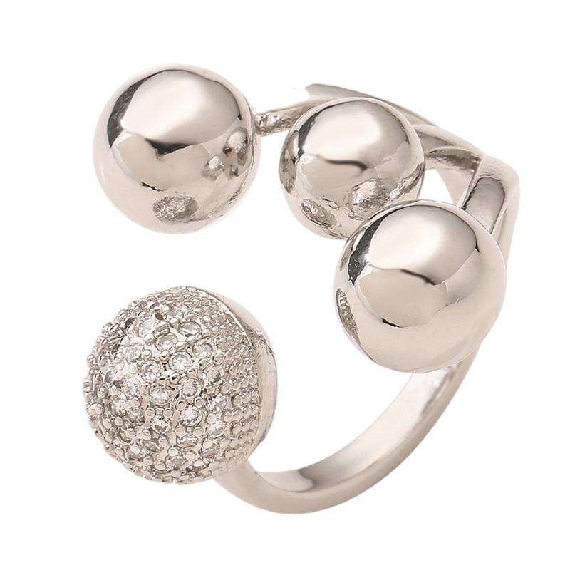 

Geometric Openwork Zircon Ring For Women Silver Gold Tone High Polish Copper Jewelry Lightweight Comfort Fit Gift