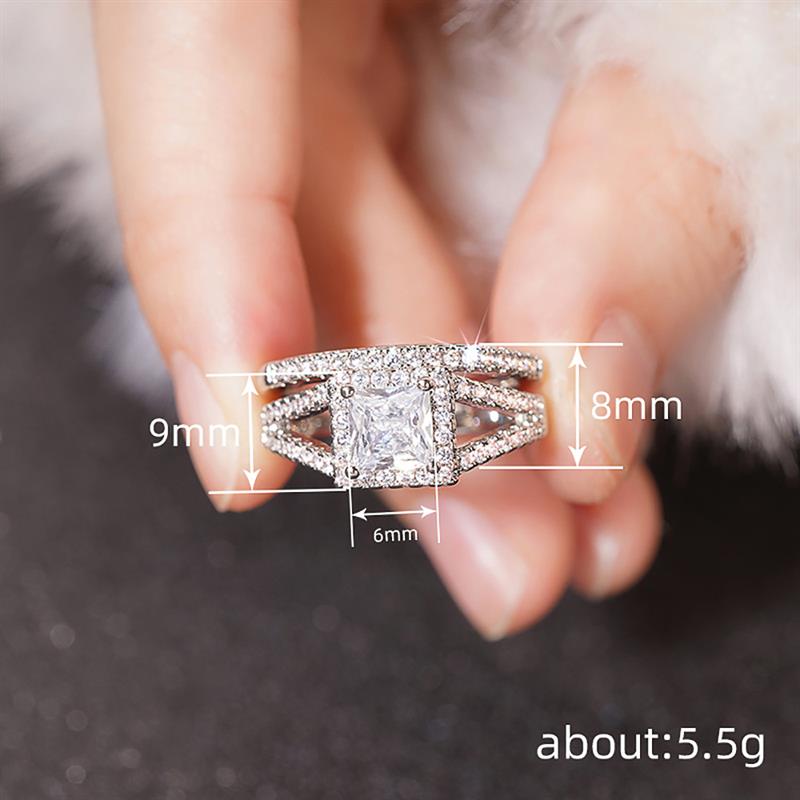 Huitan Princess Shaped Women s/Set Ring for Wedding Party Layered Accessories Inlaid Shiny CZ CopperColor Promise Jewelry