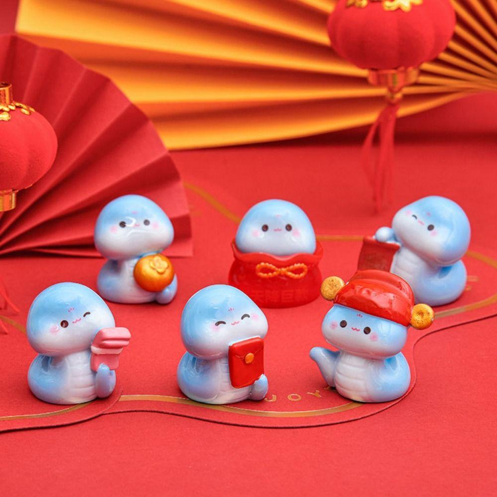 Cartoon Mini Snake Ornaments Blessing Lucky Snake Figurine Cute Snake Year Statue  New Year Gifts