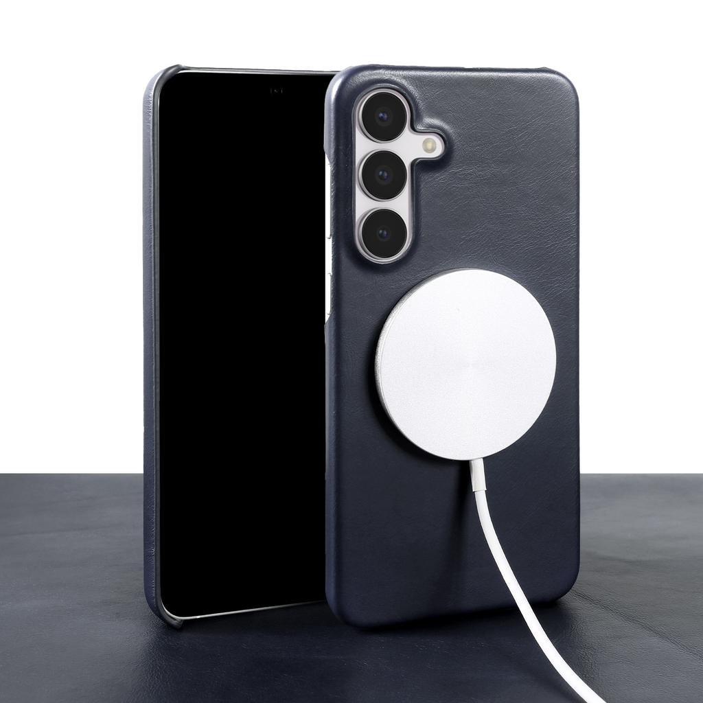 For Magsafe Case for Samsung Galaxy S25FE S26 S24 S23 S22 S21 S20FE Business Genuine Leather Back Cover Magnetic Phone Cases