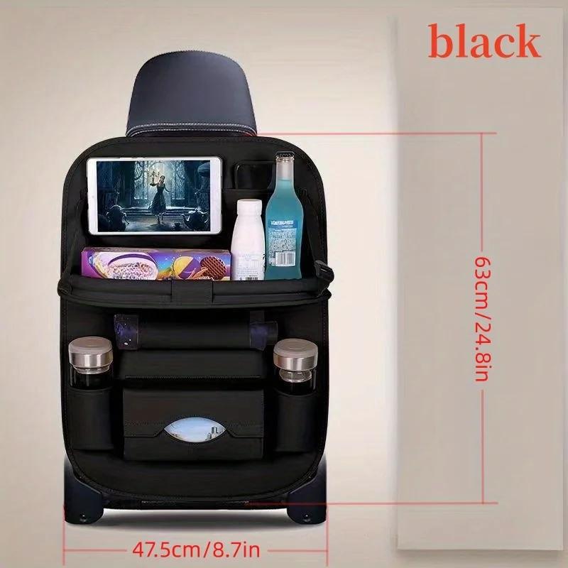 Foldable Car Backseat Organizer Table Tray Kick Mats Cup Umbrella Holders Laptop Desk Multifunctional On The Go Car Storage