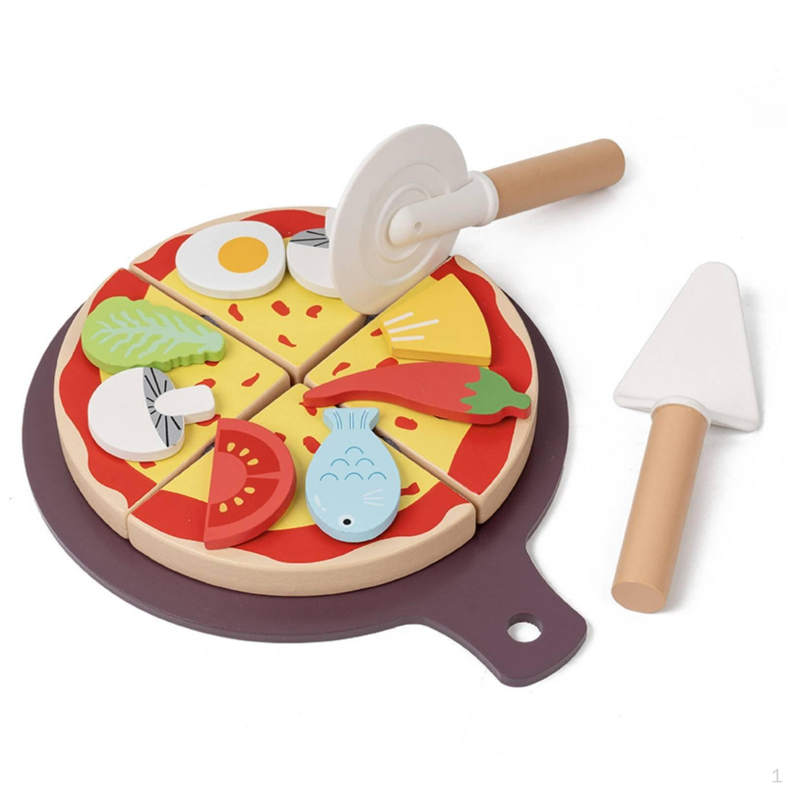 Wooden Pretend Pizza Realistic RolePlay Toy Interactive for Kids, Young Children,