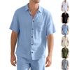 Summer Men's Lapel Shirt Woven Solid Color Simple Loose Casual Short-sleeved Shirt