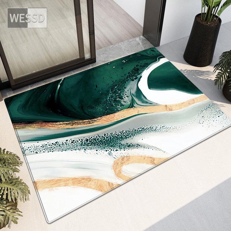 Green White Abstract Painting Rug For Kitchen Floor Small Living Room Carpet Soft Fashion Bedroom Mat Bathroom Rug