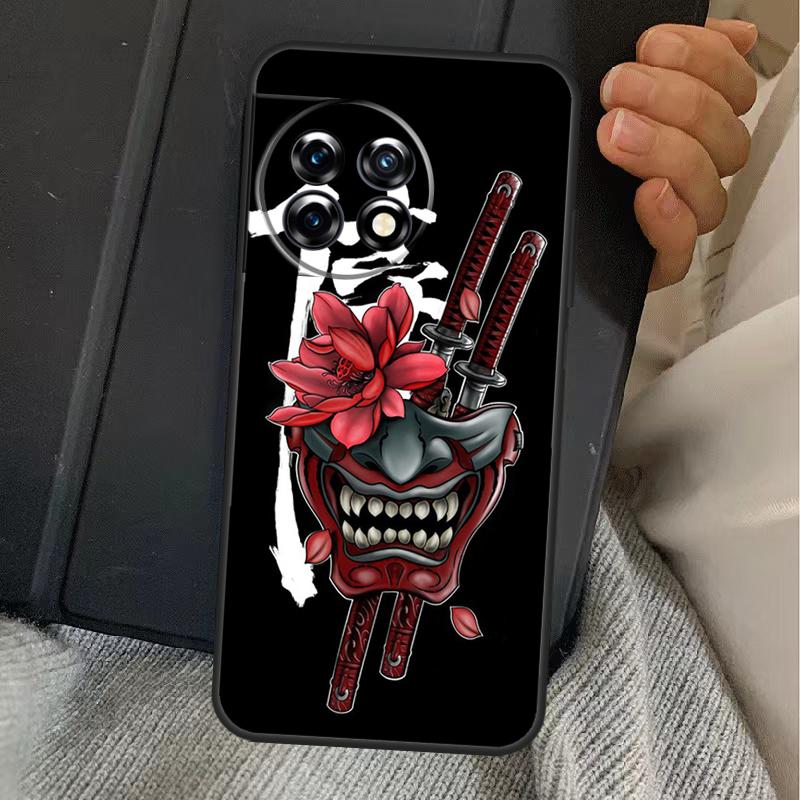 Samurai Oni Mask Case For OnePlus 11 10 9 8 Ace Pro 11R 9RT 10T 8T OnePlus Nord N20 N10 2T CE 2 Lite Cover