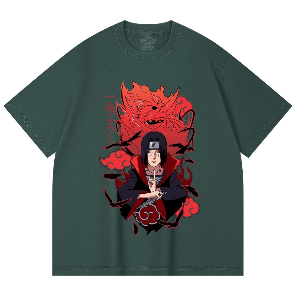 230 g/m² 100% bavlna Naruto V12 potisk Itachi Unisex těžké bavlněné tričko