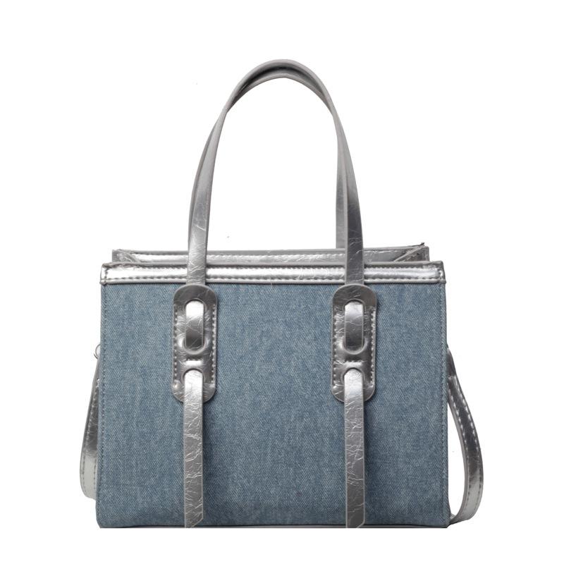 

Джинсовая сумка Женская Новая Повседневная Универсальная Сумка-мессенджер Тканевая сумка Модная Портативная Маленькая Квадратная Сумка Маленькая Сумка серебряный