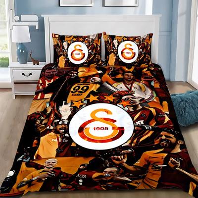 Set Letto Stampato in 3D Galatasaray, Copripiumino e Federe con Logo Club di Calcio per Adulto Ragazza Ragazzo Regalo, Regalo di Compleanno