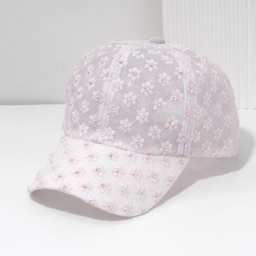 Gorra de Béisbol Ligera de Verano Bordado de Flores Sombrero para el Sol para Exteriores Moda Femenina