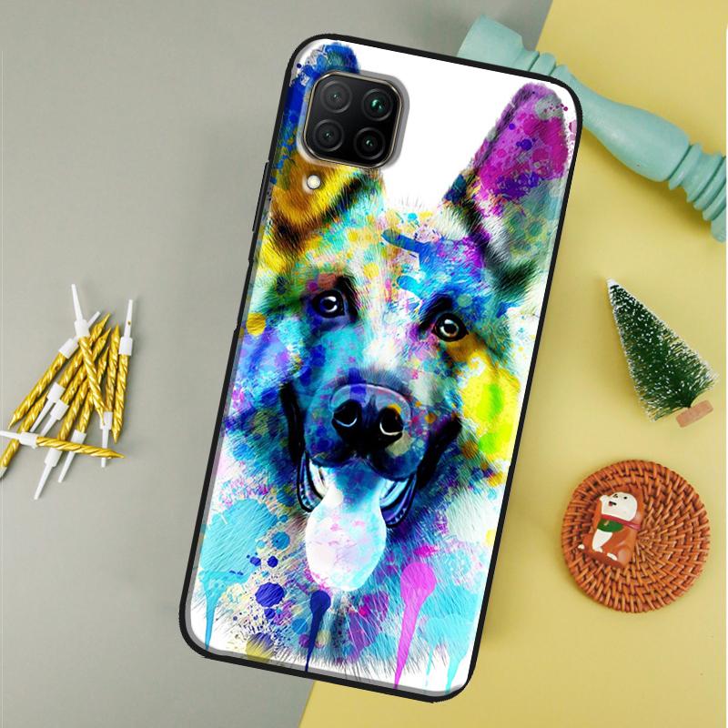 Cartoon German Shepherd Dog For Huawei P40 P20 P30 Lite P60 Pro Nova 12s 12i 11i 10 9 SE 5T Y91 Y90 Y60 Y70 Y72 Y61 Case
