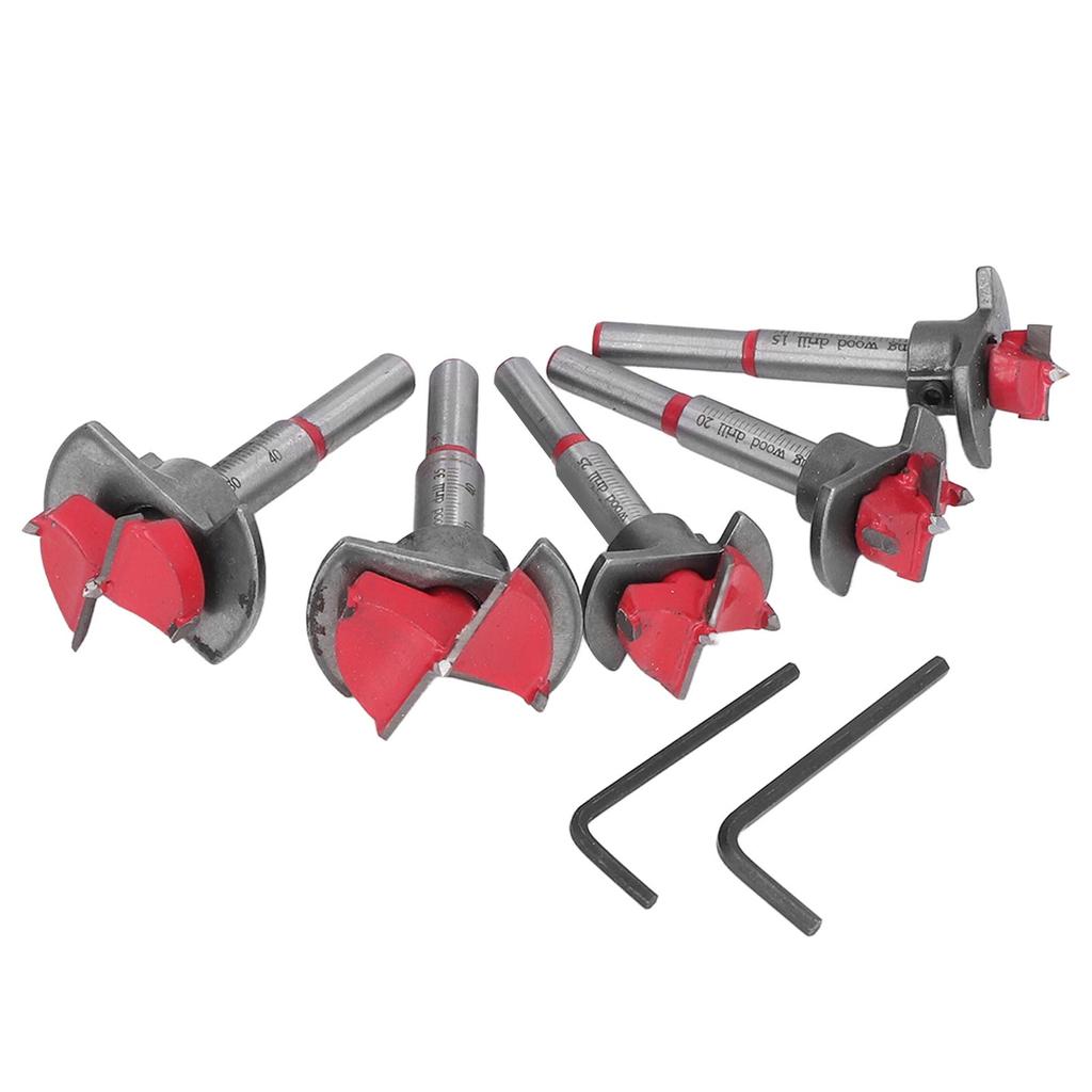 5Pcs Adjustable Forstner Drill Bit Set Tungsten Steel Titanium Coated Working Drills 15mm?35mm