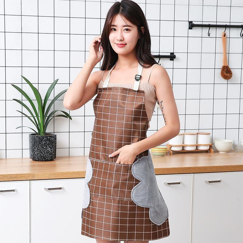 Resistant Oil Waterproof Polyester Oxford Stripeds Apron Wipe Kitchens Hand