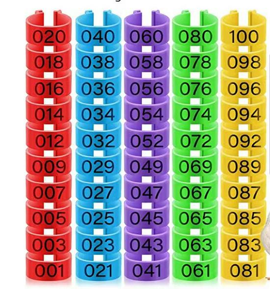 Poultry Marking Laser-Engraved Colored Leg Rings with Open Buckle