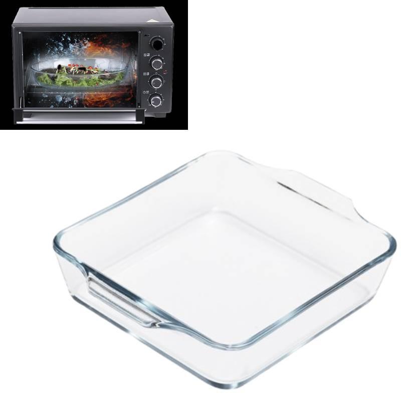 Square Roaster Glass Baking Pan Microwave Grilled Fish Plate Cooking Container
