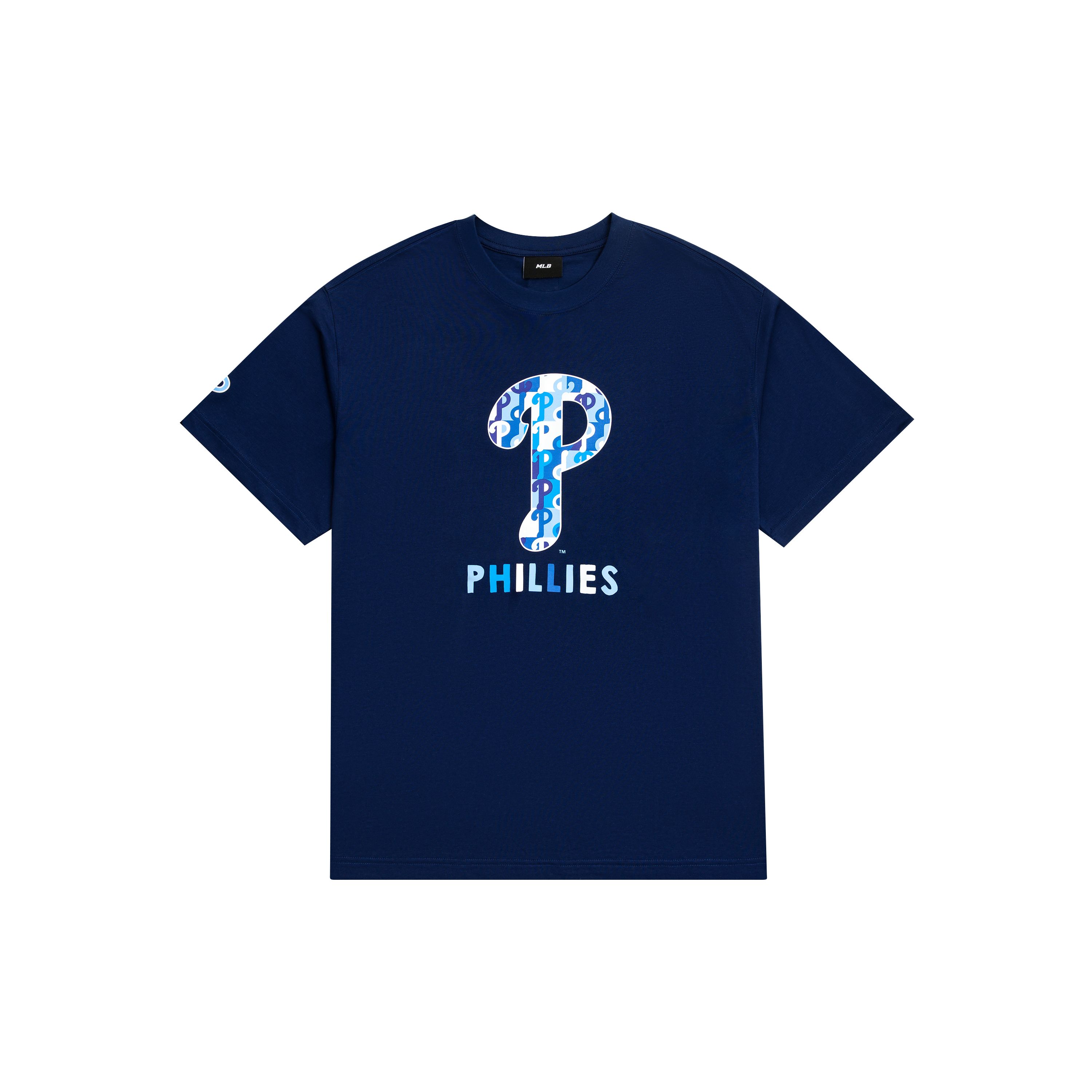 MLB Philadelphia Phillies Klassische Farbe Aufgedrucktes Logo Rundhals Kurzarm T-Shirt Unisex T-Shirt Marineblau 3ATSM0933-10NYS S blue
