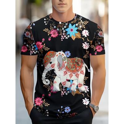 Animal Funny Elephant Kids Adult Printed T-shirt Summer Women's and Men's Casual Outdoor Girl and Boy Short Sleeve Tees Top Pullover