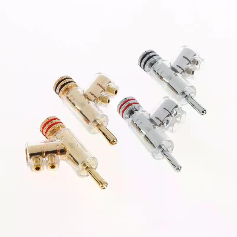 2/4Pcs HIFI Gold/Rhodium Plated Lockable Speaker Cable Banana Plug Connector Self-locking Audio Accessories