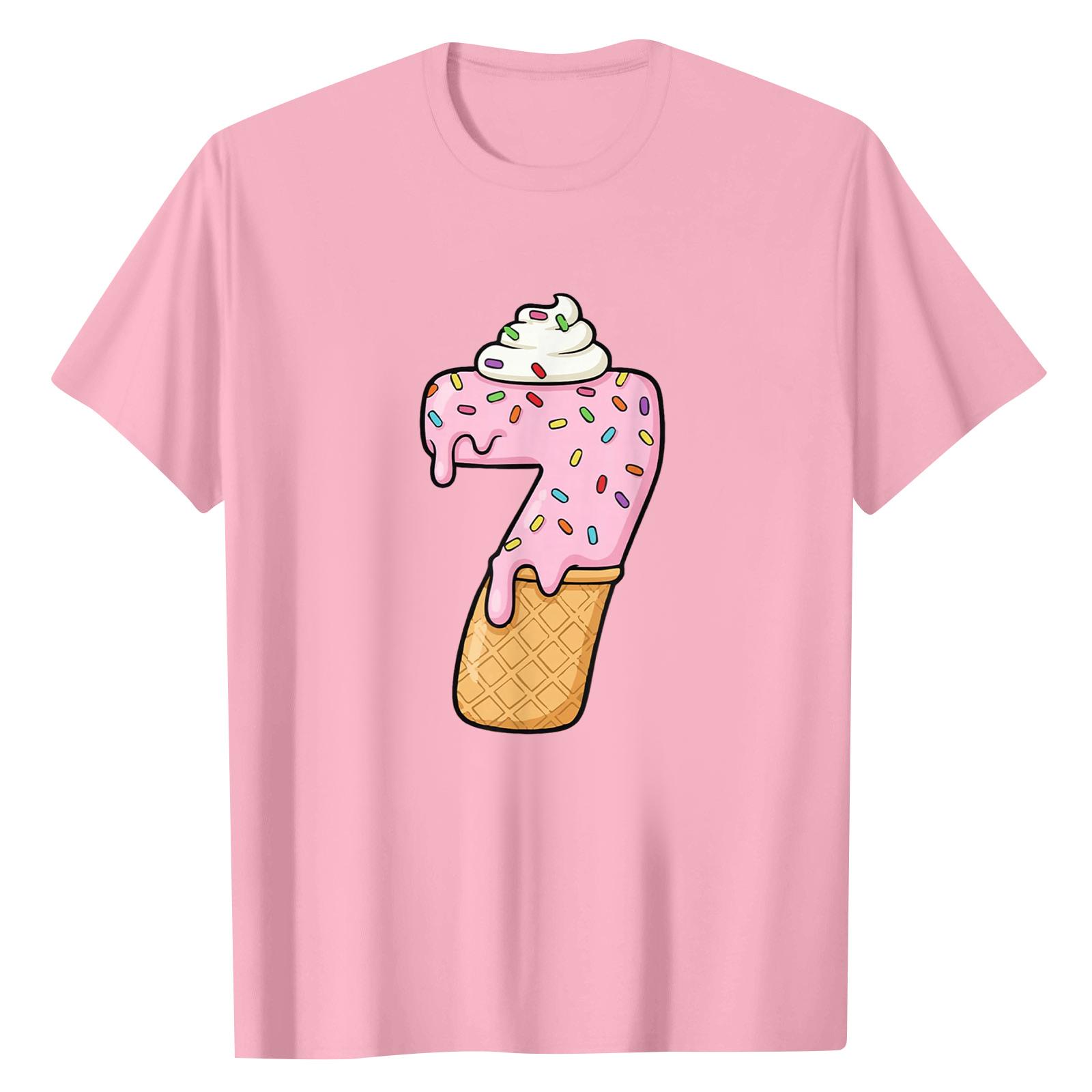 

Женский повседневный топ с цифровым принтом, круглым вырезом и короткими рукавами S розовый