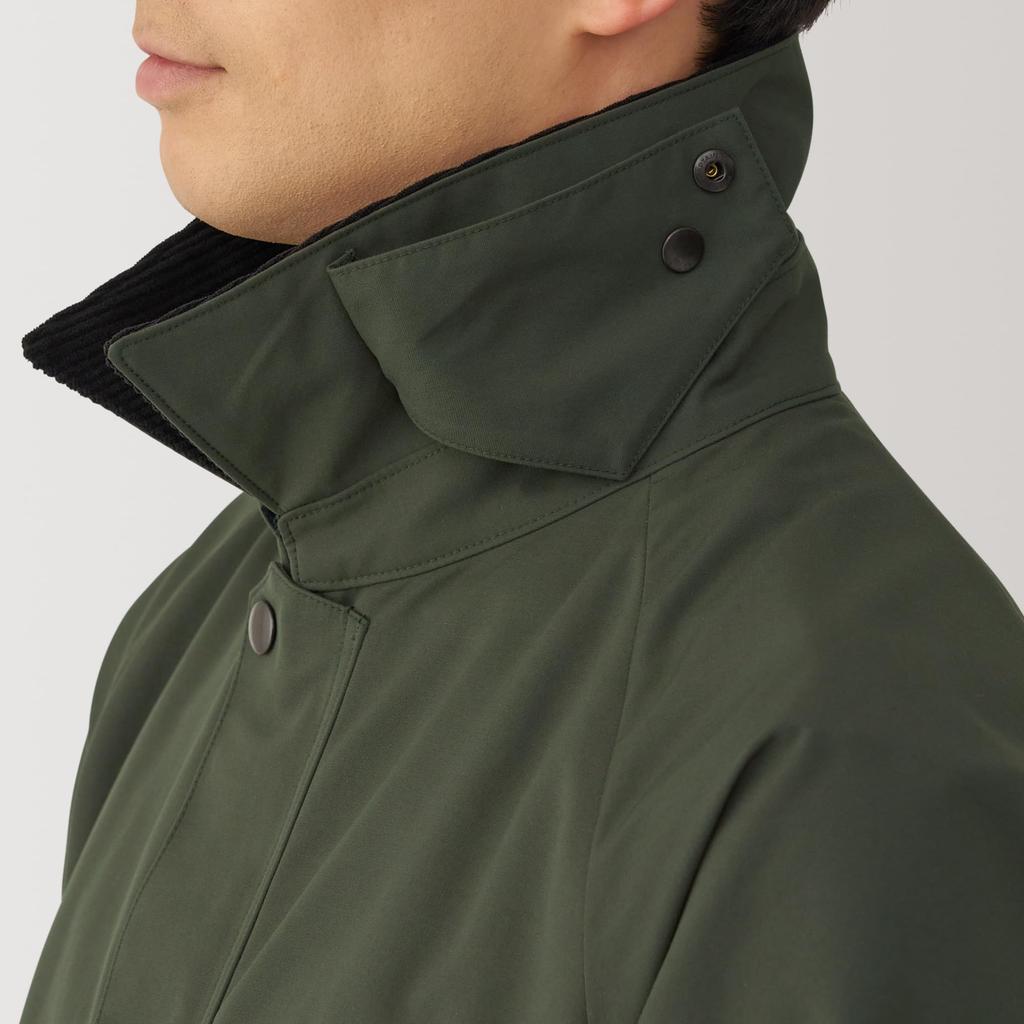 MUJI Corduroy Collar Dark Size S Men's Water-Repellent Jacket, Green, (AC1VJA4A)
