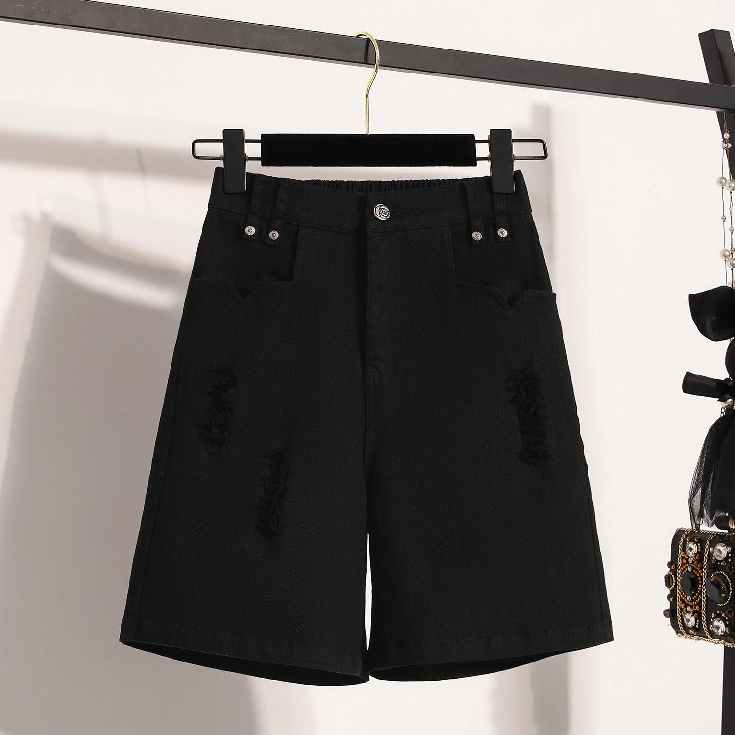 

DIMANAF Plus Size 2025 Женские шорты, брюки, летние свободные джинсы-шаровары, короткие базовые брюки с высокой талией и эластичным поясом 5XL