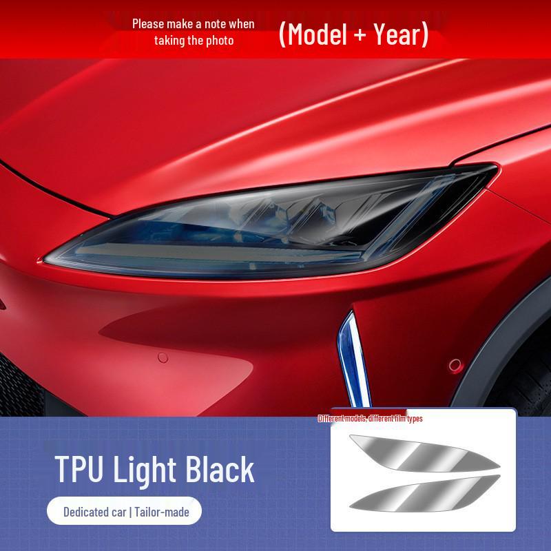 Smoked Black Light-Controlled Headlight Film for Xpeng P7/P5/G3i (2020-2022) - Transparent TPU Protective Accessory