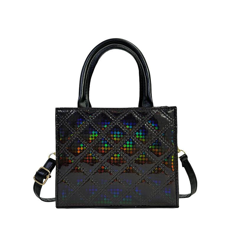 Stylish Checkered Sequined Handbag For Women 2024 Summer New Luxurious Feel чёрный