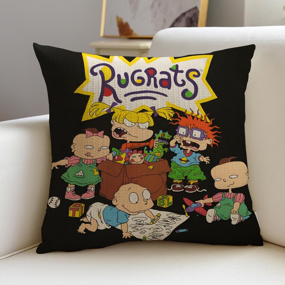 Nostalgic RRugratsS Cushion Cover Breathable and skinfriendly linen pillowcase square removable and washable cushion