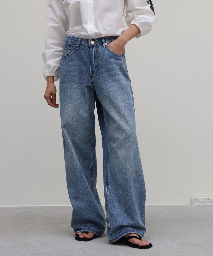 Millieonkoleu Week Medium Blue Wide Denim Pants
