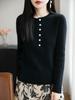 Autumn/Winter Women's Slim Fit Wool Knitwear - Round Neck, Long Sleeve Warm Top
