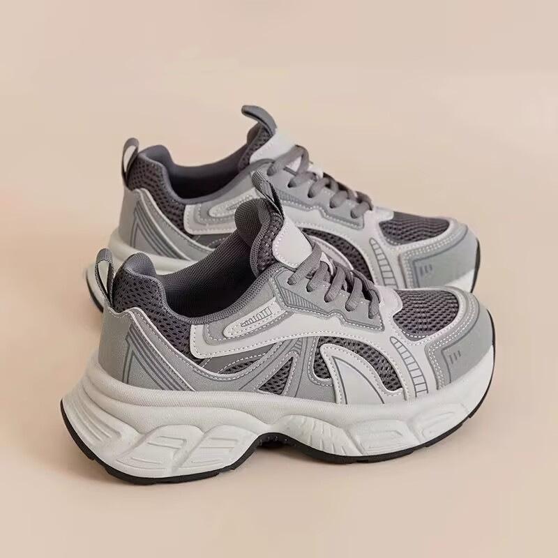 Platform Dad Shoes Spring New Niche Heightening Lightweight Mesh Casual Running Sneakers