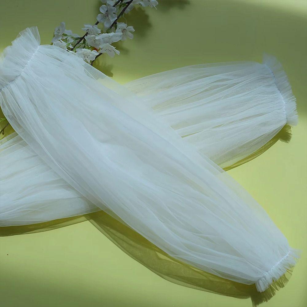 Breathable Pleated Bridal Arm Sleeves Detachable Lantern Long Sleeves  Wedding Party