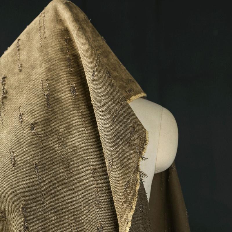 50x145cm Distressed Linen Cotton Fabric Heavy Washed Subtle Textured Material for Trench Coat Dress Clothing Designer Fabric