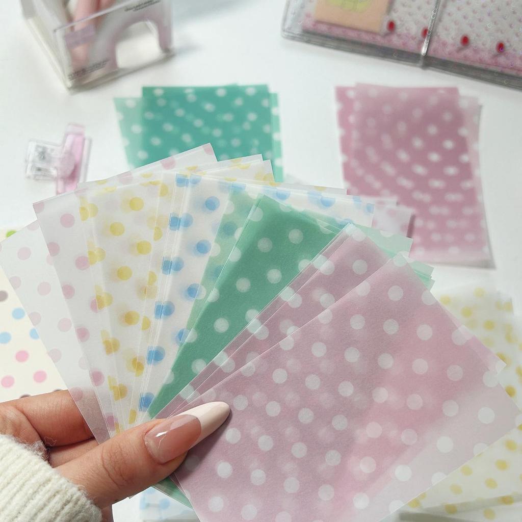 Waka Waka Polka Dot Transparent Sticky Note Stickers - Cute Girly Heart Collage Decoration