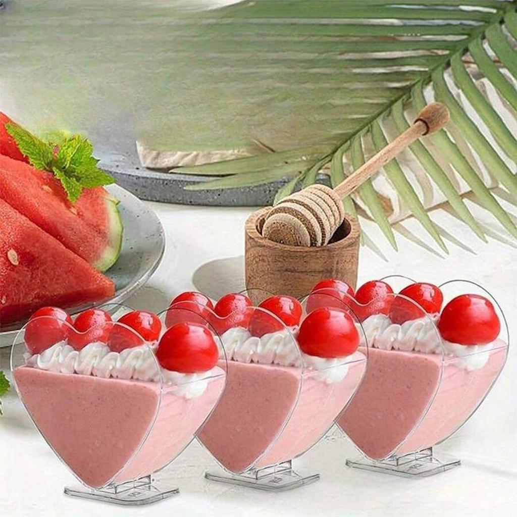 10pcs- Heart-shaped Mousse Cup Pudding Cup Heart-shaped Jelly Cup Tiramisu Cup Dessert Cup Plastic Dessert Cup