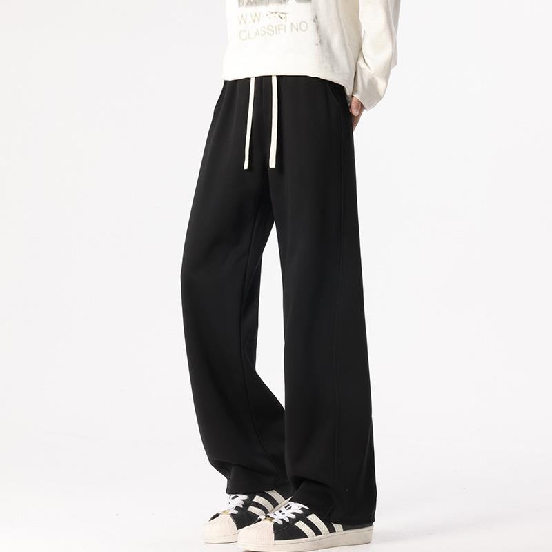 Pants Men's Autumn and Winter Heavy Loose Fleece Straight Casual Trousers Boys Trendy Sweatpants Sports Wide Leg Pants