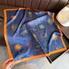Beach Style Printed Silk Square Scarf - High-End Feel Shawl, Sun Protection Neck Tie, Headscarf, Small Square Scarf